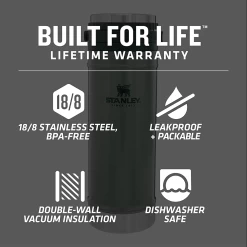 Stanley 16oz Classic Travel Press Hammertone Green -Online Camping Supplies 022 2