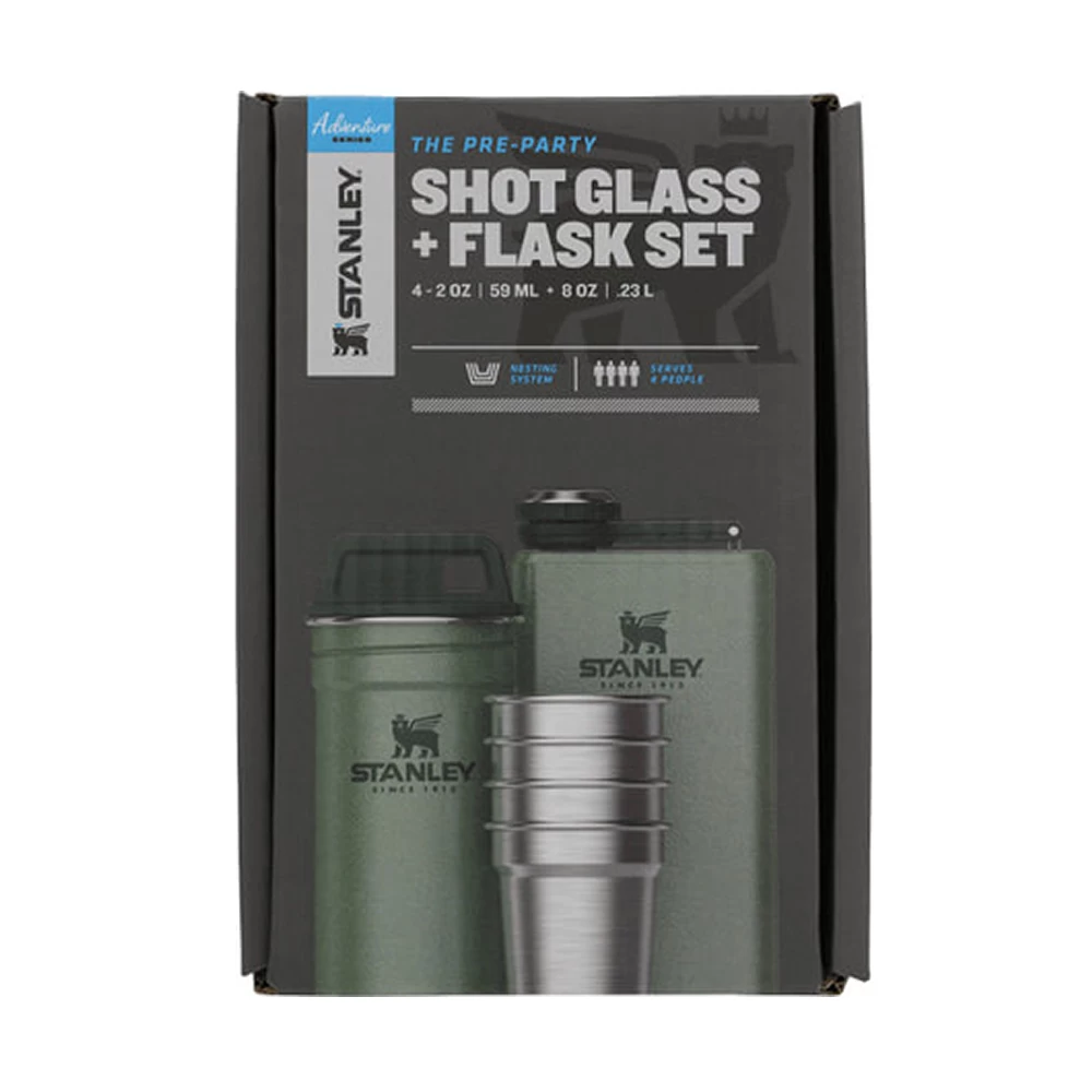 Stanley Adventure Shot Glass Set + Flask Hammertone Green 3 Stanley Adventure Shot Glass Set + Flask Hammertone Green