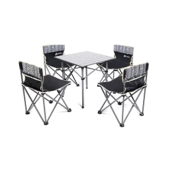 Hewolf 5pcs Set Camping Foldable Table And Chairs