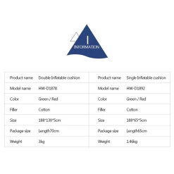 Hewolf Inflatable Mat Orange - Single/Double -Online Camping Supplies 18781