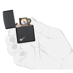 Zippo 218PL Black Matte Pipe Lighter With Pipe Logo - Refillable Windproof Lighter -Online Camping Supplies 218PL 3