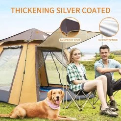 Hewolf Auto 3-4 Person Tent - Camel -Online Camping Supplies 5 27