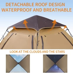 Hewolf Auto 3-4 Person Tent - Camel -Online Camping Supplies 7 1