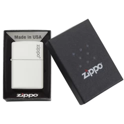 Zippo 214ZL White Matte With Zippo Logo - Refillable Windproof Lighter -Online Camping Supplies 88