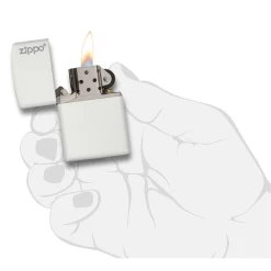 Zippo 214ZL White Matte With Zippo Logo - Refillable Windproof Lighter -Online Camping Supplies 99