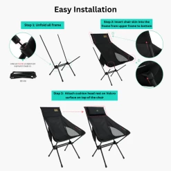 KZM Schwyz High Lightweight Chair Black -Online Camping Supplies 9 2b94585e 386c 42e2 957d 645c3d890cc3