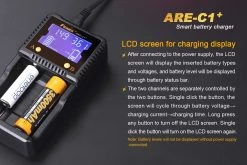 Fenix ARE-C1+ Smart Battery Charger -Online Camping Supplies ARE C1plus battery charger lcd display