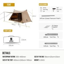 OneTigris Solo Homestead Camping Tent (TC Version) -Online Camping Supplies CE BHS06 TC A 03