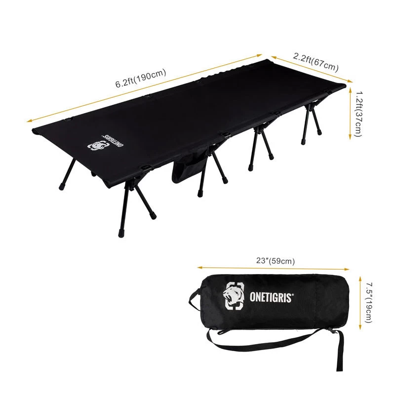 OneTigris Outdoor Foldable Camp Bed - Black 4 OneTigris Outdoor Foldable Camp Bed - Black - Image 2