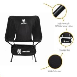 OneTigris Portable Camping Chair - Black -Online Camping Supplies CE ZDY02 BK 04