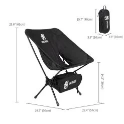 OneTigris Portable Camping Chair - Black -Online Camping Supplies CE ZDY02 BK 05