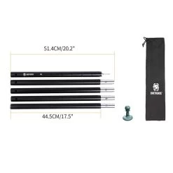 OneTigris Tent Pole Set Black -Online Camping Supplies CE ZPG08 BK 04