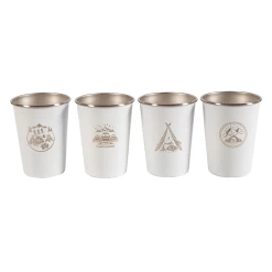 Camp Leader 4 Pcs Stainless Steel Cup - White