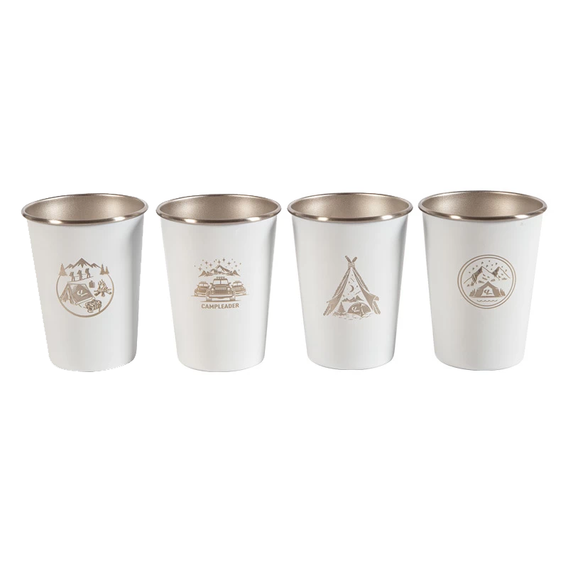 Camp Leader 4 Pcs Stainless Steel Cup - White 3 Camp Leader 4 Pcs Stainless Steel Cup - White