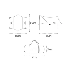 KZM Wild Field Hexa Tarp -Online Camping Supplies Dimension tarp