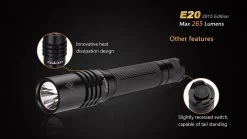 Fenix E20 XP-E2 LED Flashlight (2015 EDITION) -Online Camping Supplies E202015 9 E 25612 97633.1443050098
