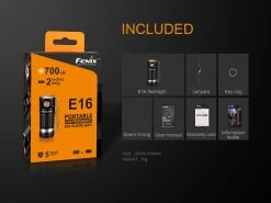 Fenix E16 XP-L Hi Neutral White LED Flashlight BLACK 700 Lumen -Online Camping Supplies Fenix E16 Flashlight Included