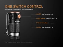 Fenix E16 XP-L Hi Neutral White LED Flashlight BLACK 700 Lumen -Online Camping Supplies Fenix E16 Flashlight Switch