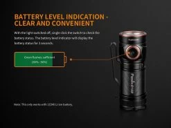 Fenix E18R XP-L Hi Led Flashlight Black 750 Lumen -Online Camping Supplies Fenix E18R EDC Flashlight battery level