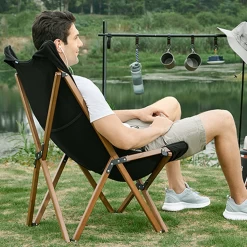 Hewolf Foldable Wooden Chair - Large -Online Camping Supplies HW J2058BIG BLK 04