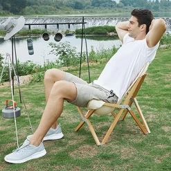 Hewolf Foldable Wooden Chair - Small -Online Camping Supplies HW J2058S KHA 03