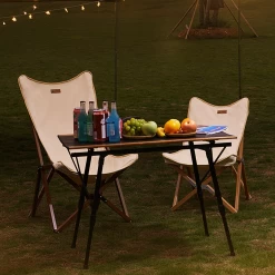 Hewolf Foldable Wooden Chair - Small -Online Camping Supplies HW J2058S KHA 04