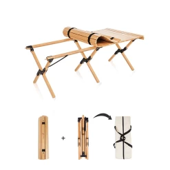 Hewolf Foldable Large Wooden Egg Roll Table -Online Camping Supplies HW J2097 06