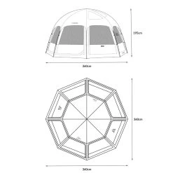 KZM Viva Dome Shelter Plus -Online Camping Supplies K221T3T10 dimension