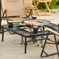 KZM Iron Mesh Fireplace Table II -Online Camping Supplies K9T3U012 6