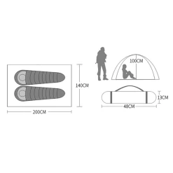 Hewolf 2 Person Double Layer Aluminum Pole Tent -Online Camping Supplies MON 1595 GRN 7
