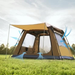 Hewolf Large 8 Person Square Top Automatic Tent -Online Camping Supplies MON 1847 CAM 6