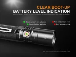 Fenix UC35 V2.0 XP-L HI V3 USB Rechargeable LED Flashlight -Online Camping Supplies UC35 V2 flashlight Battery Level