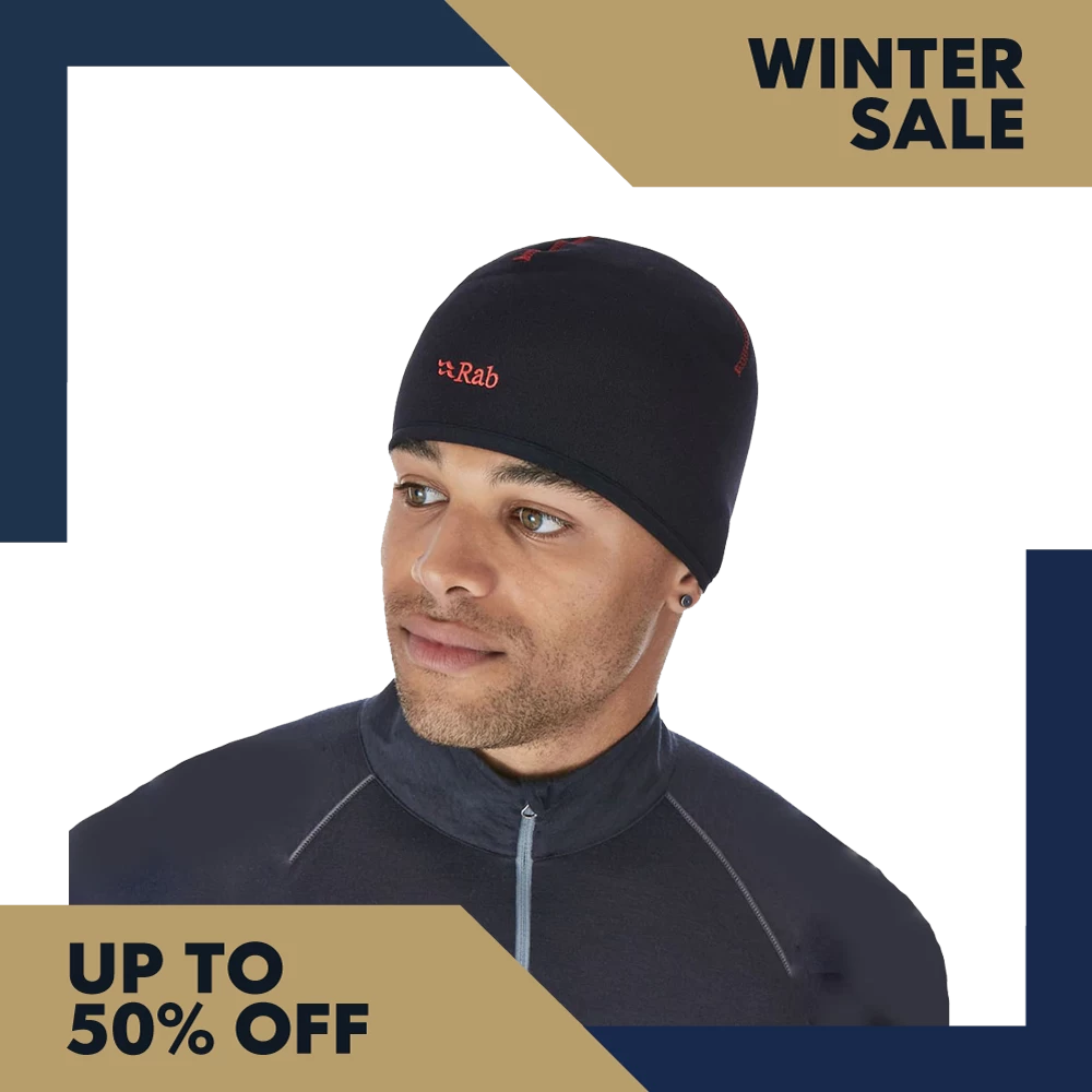 Rab Powerstretch Beanie - Black/Red Logo 3 Rab Powerstretch Beanie - Black/Red Logo