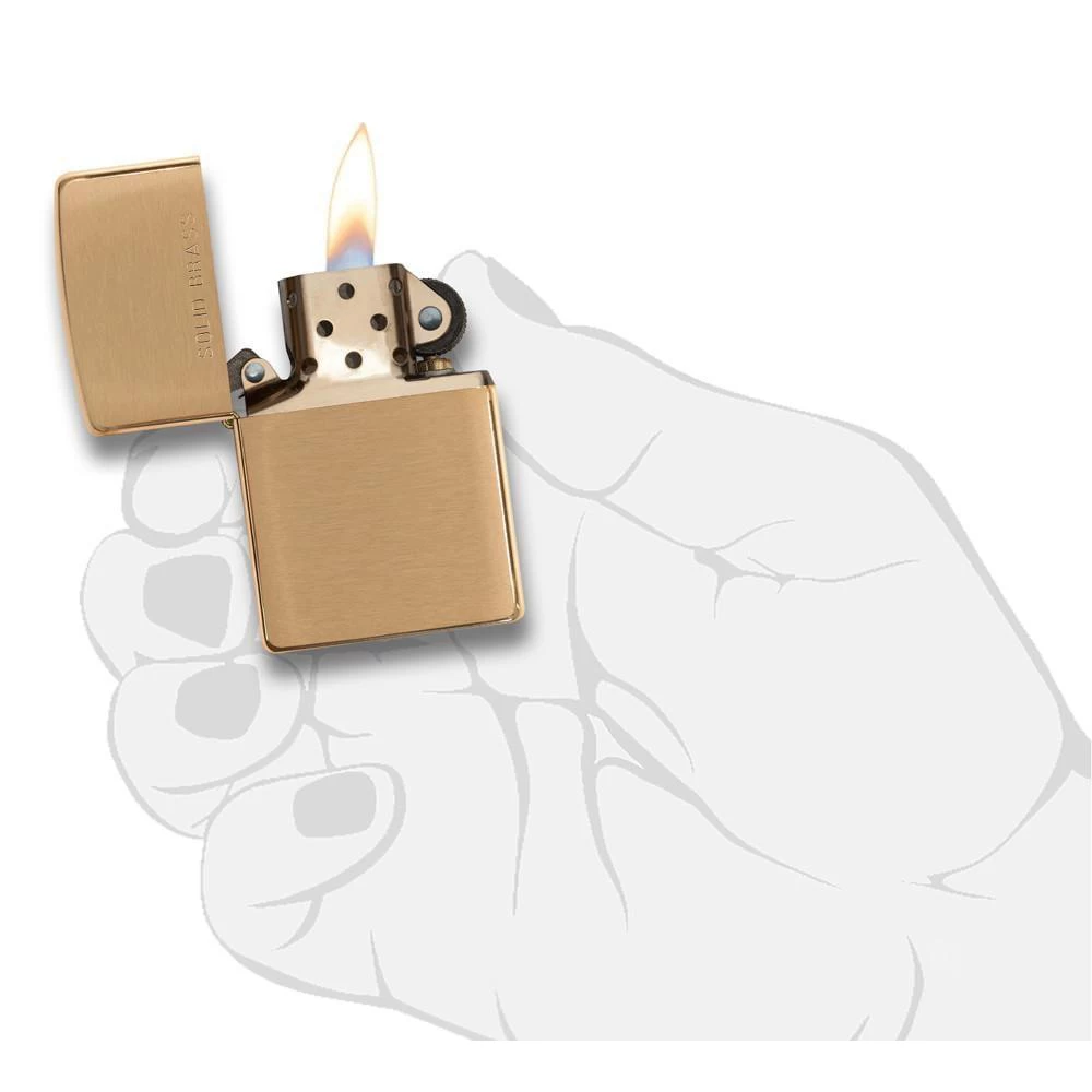 Zippo 204 Brushed Solid Brass - Refillable Windproof Lighter 7 Zippo 204 Brushed Solid Brass - Refillable Windproof Lighter - Image 5